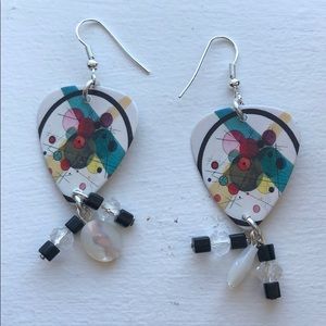 Art guitar pick earrings